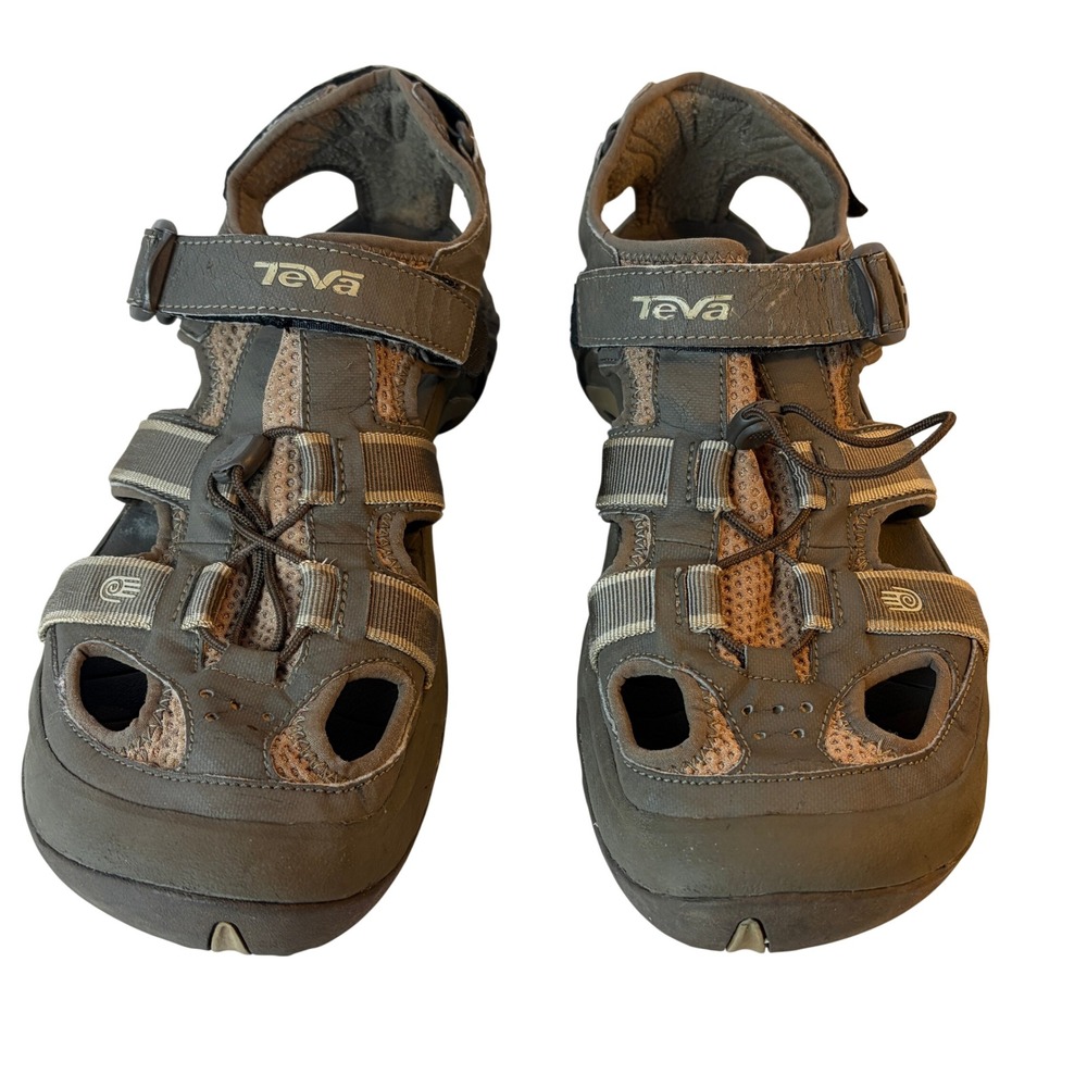 Teva Dozer Mens 11 Closed Toe Hiking Sandals Olive Brown Leather 6148